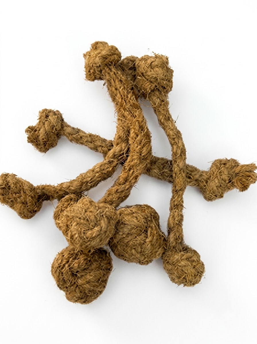 Coconut husk rope pull toy for dogs - natural dental flossing tug toy